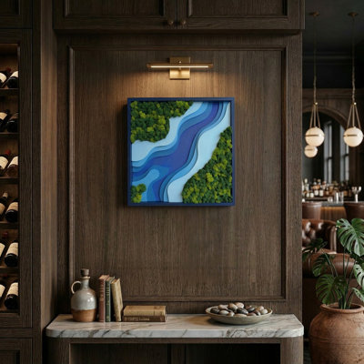 Amazon Parametric Moss Wall Art – 3D Layered Wooden Wall Decor with Preserved Moss, Modern Topographic Design, Acoustic Nature Inspired Wall Panel for Living Room, Office or Bedroom (Square)