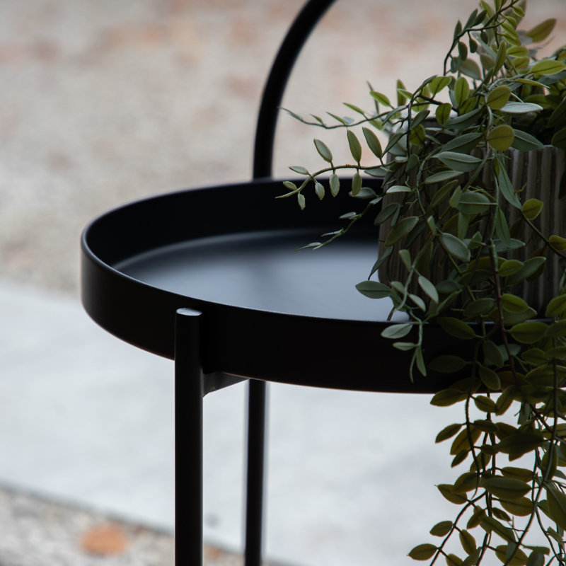 Certie Tray Top Cross Legs End Table, Black