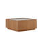 Table basse carrée avec tiroirs de rangement, table basse moderne en bois avec plateau en verre, tables de centre de table de thé pour le salon