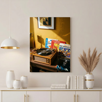 «Gallery Wrap», art mural sur toile pour le salon, la chambre à coucher, le bureau ou le vestibule - décoration murale décorative avec disques vinyles