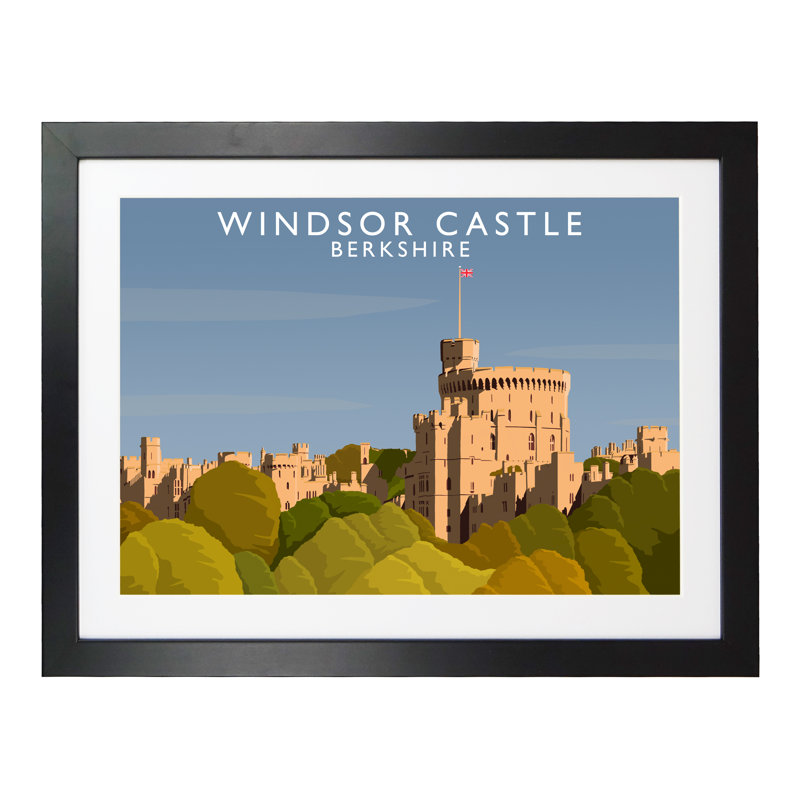 Windsor Castle by Richard O'Neil - Print, Black Wood Frame, 33.5 cm H x 43.5 cm W x 2.2 cm D
