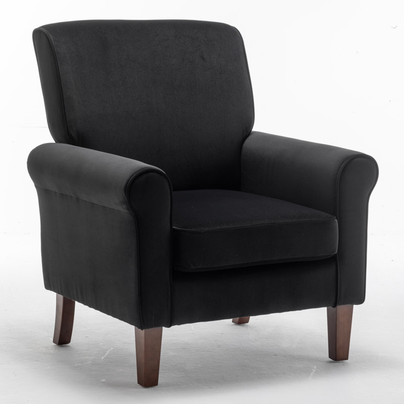 Kentin Velvet Armchair, Black 100% Polyester