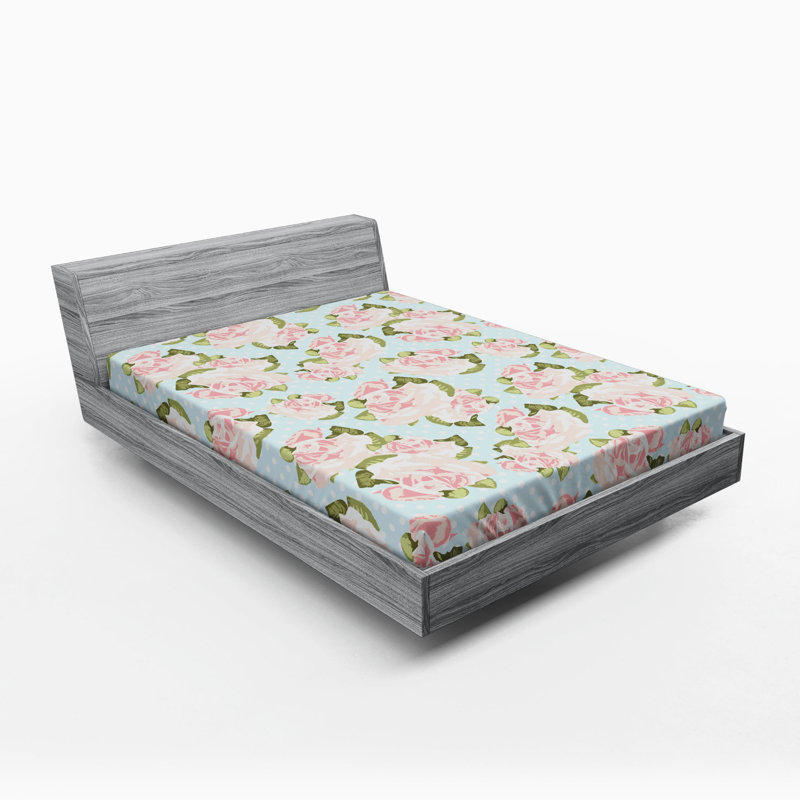 Microfiber Floral Fitted Sheet, Full Fitted Sheet