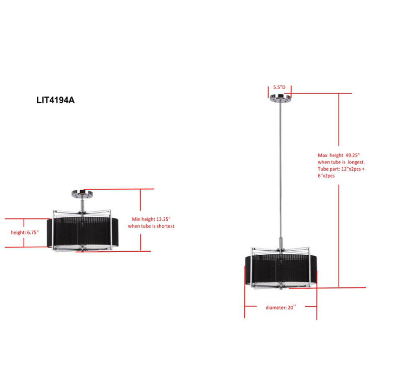 5 - Light Dimmable Drum Chandelier