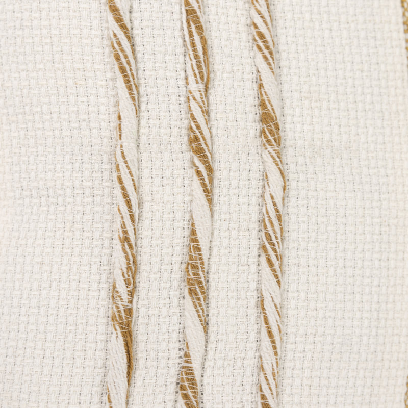 Tassels Cotton Throw Pillow, Yellow/White