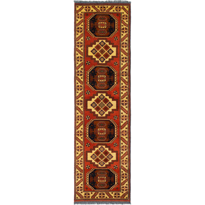 Tapis de couloir unique en laine noué à la main style Serapi des années 2010 de 2 pi 9 po x 10 pi 2 po cuivre / noir Aneecia