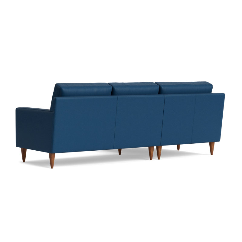 MCM Leather Chaise Sectional, Bison Deep Blue Top Grain Leather, Left Hand Facing