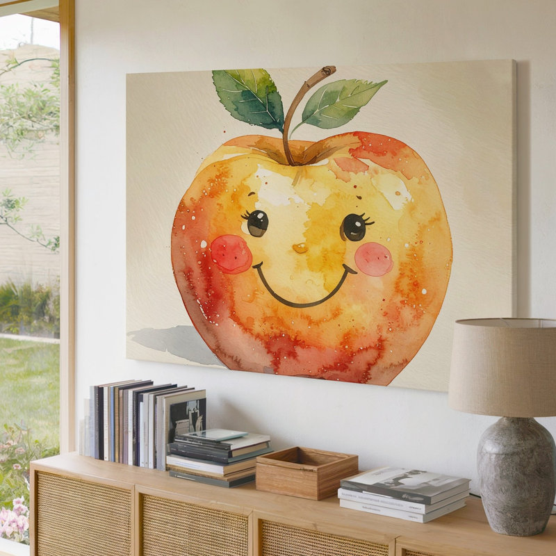 Happy Apple Canvascartoon, H 30 po x l 30 po