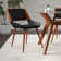 Almar Mid-Century Upholstered Dining Chair in Walnut Finish with Open Lower Back