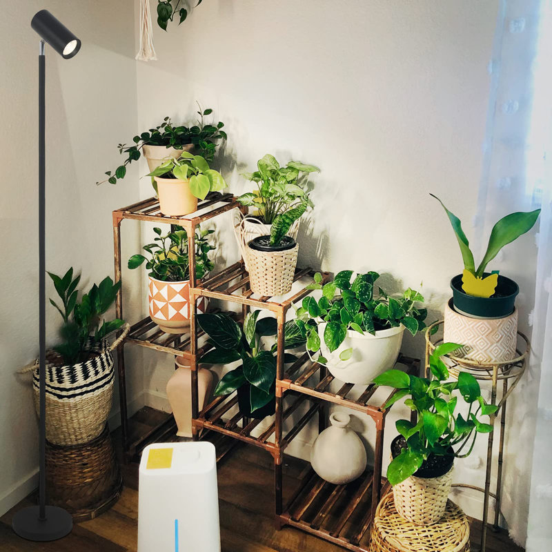 Tall Black Aluminum Full Spectrum Grow Light Stand with Timer