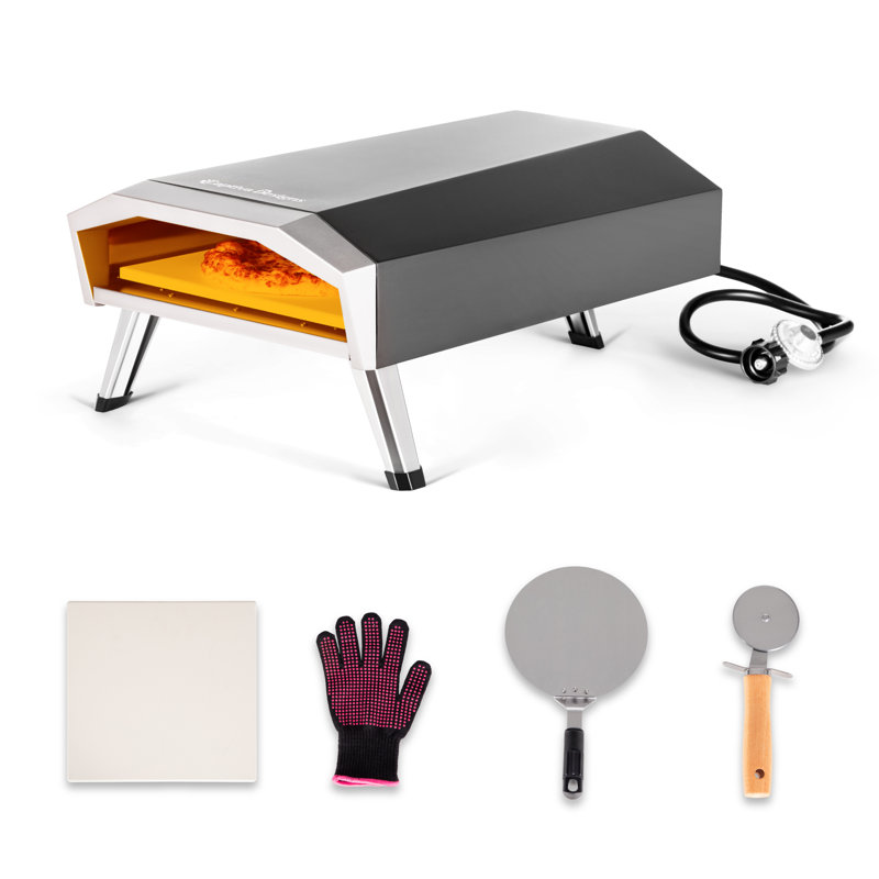 Ensemble de four à pizza au propane extérieur: conception portable avec pierre de 13 po, pelure et coupe - 13600 BTU