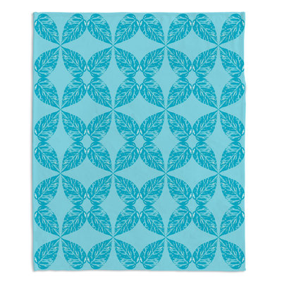 Couverture bleu doux sherpa leaves