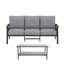 Ensemble de patio extérieur 2 pièces, canapé de patio 70 po en métal toutes saisons à 3 places et table basse rectangulaire, structure kaki avec coussins gris-948276596-948276598