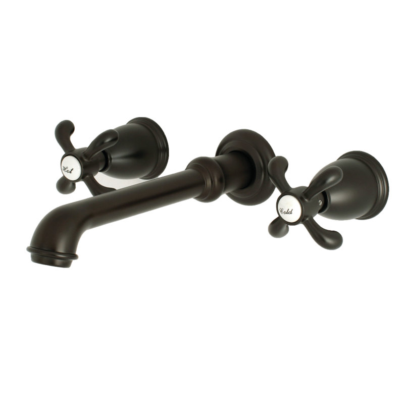 Kingston Brass French Country Two-Handle 3-Hole Wall Mount Bathroom Faucet, Oil Rubbed Bronze