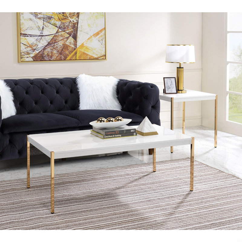 Square Top End Table With Metal Legs