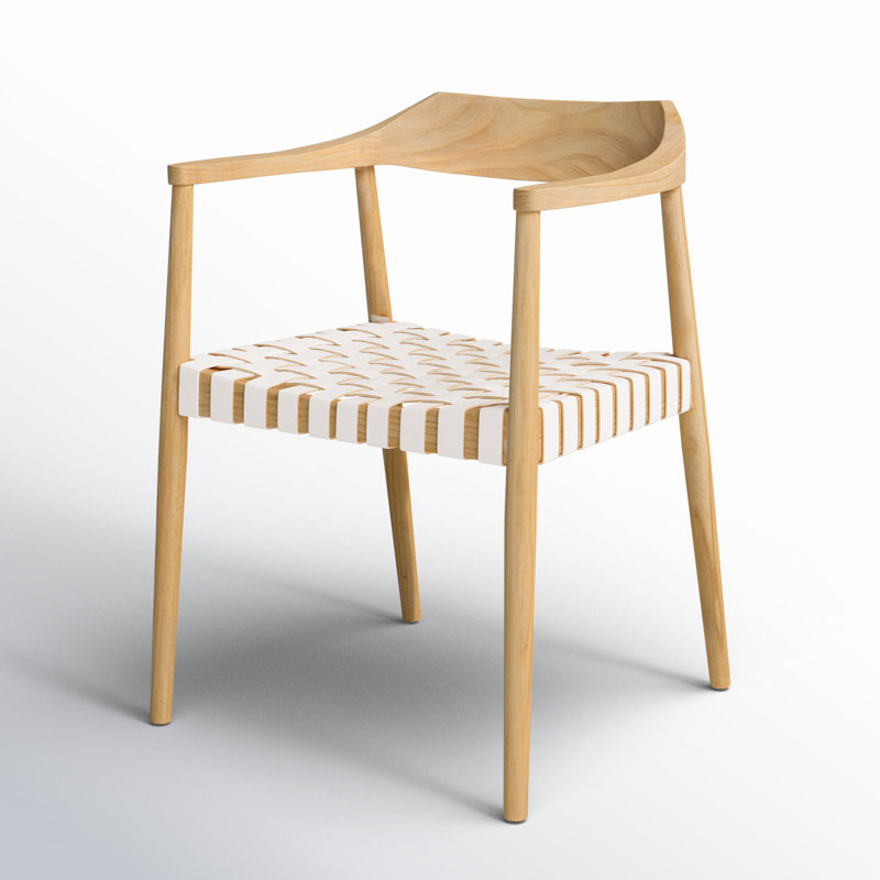 Noreen Accent Chair, White Genuine Leather, Oak