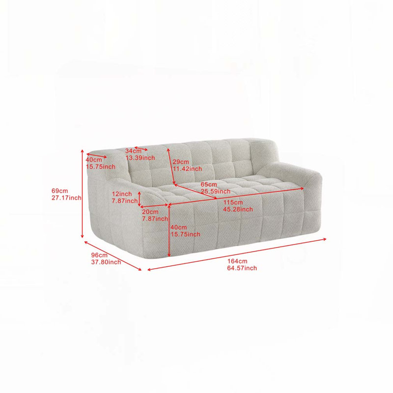 Canapé à compression complète 64,57 ", Beige