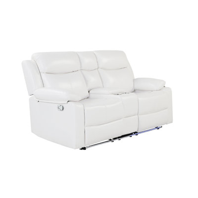 Blanc inclinable avec lumières à DEL et haut-parleurs intégrés, fonction d'inclinaison manuelle, console, accoudoirs coussinés, design contemporain, siège mi-ferme, similicuir pour l'éclairage principal, look,
