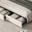 Upholstered Bed With Two Drawers Velvet Beige