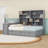 3 Drawers Full Wooden Daybed with Desk, Shelves,  Light and Charging Station-793636213
