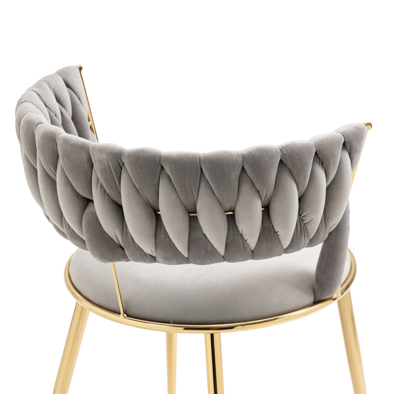Bernfried 45cm H Velvet Upholstered Metal Side Chair, in Grey