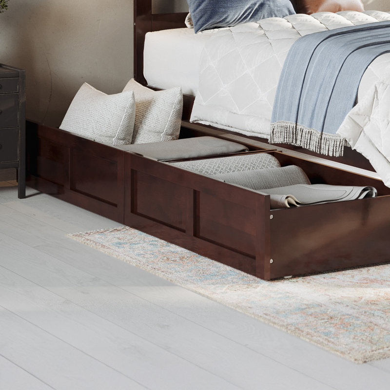 Tiroirs de rangement sous le lit, Noyer, Simple/double