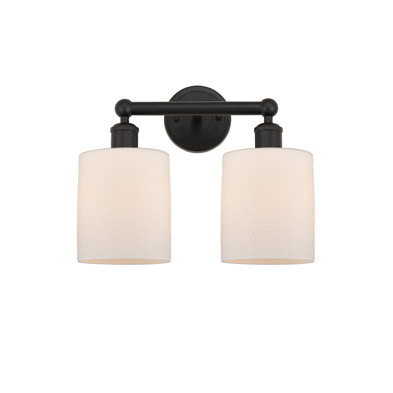 Éclairage pour meuble-lavabo 2 lumières 14 pouces Karon, Blanc mat, Bronze huilé