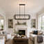 Industrial 6-Light Geometric Linear Pendant Light, Metal Chandelier For Kitchen Island And Dining Room