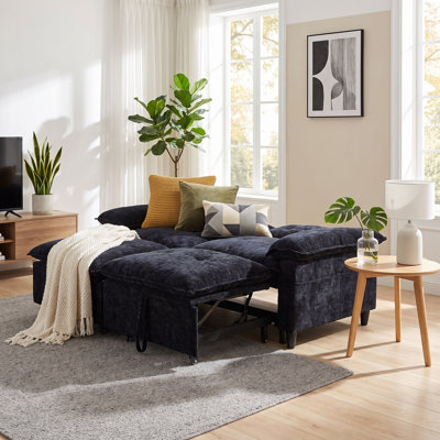 Canapé-lit coulissant en velours de 73 po Gatton, causeuse convertible avec matelas caché, canapé rembourré moelleux pour petit salon, appartement, chambre d'amis, assemblage facile