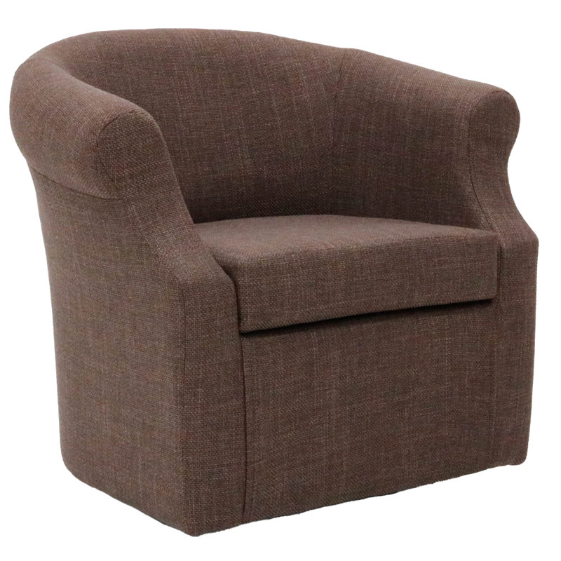 Fauteuil demi-tonneau pivotant l 3,5 po Buril, Brown Polyester Blend