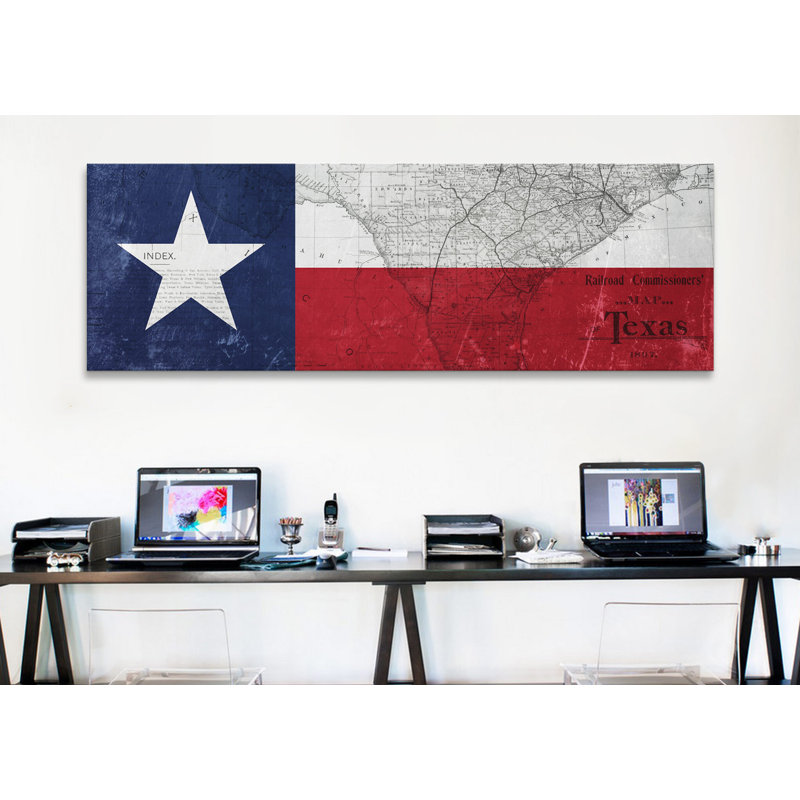 " Texas Flag, Map ", 16" H x 48" W x 1.5" D