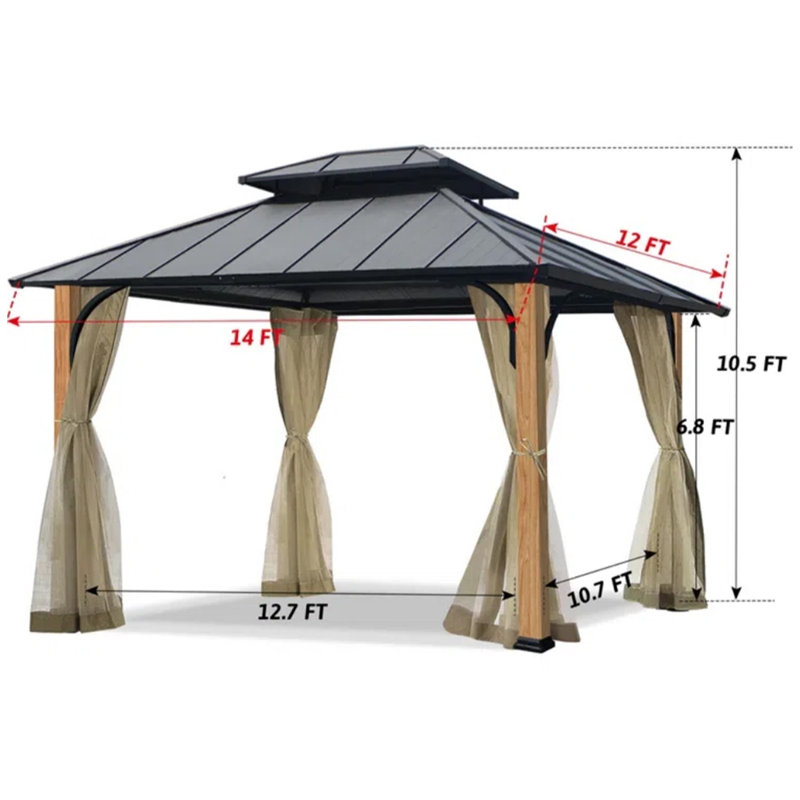 Abri de jardin en bois massif, H 126 po x l 168 po x P 144 po