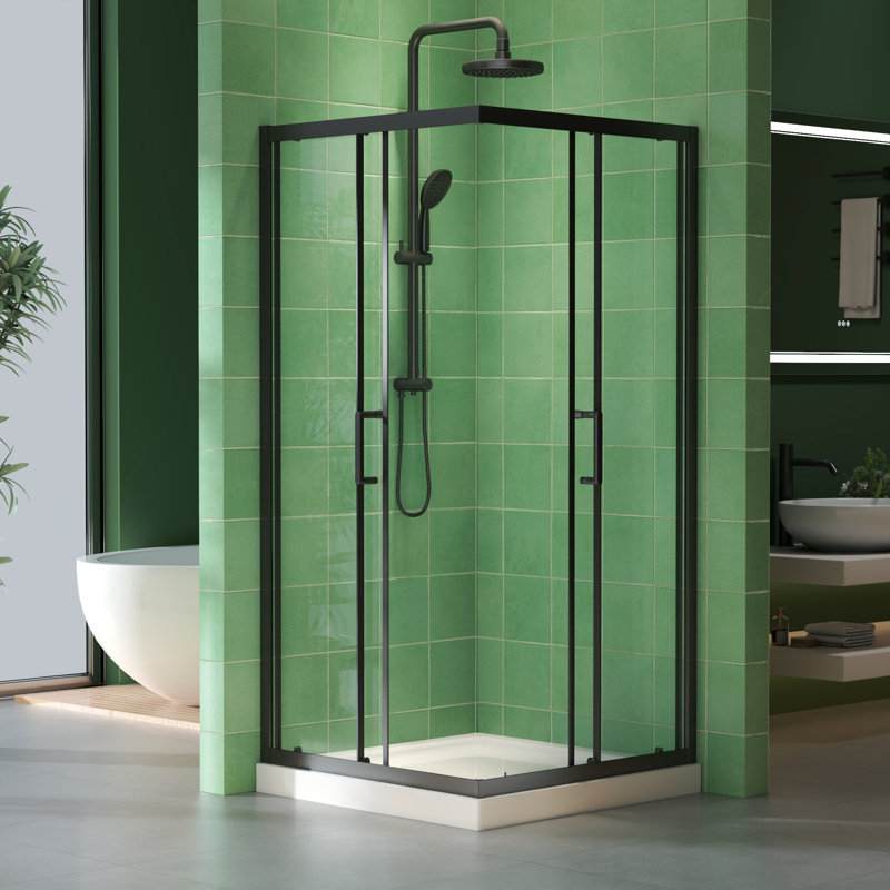 Cabine de douche carrée encadrée l 36 po x P 36 po x H 71 po, Or