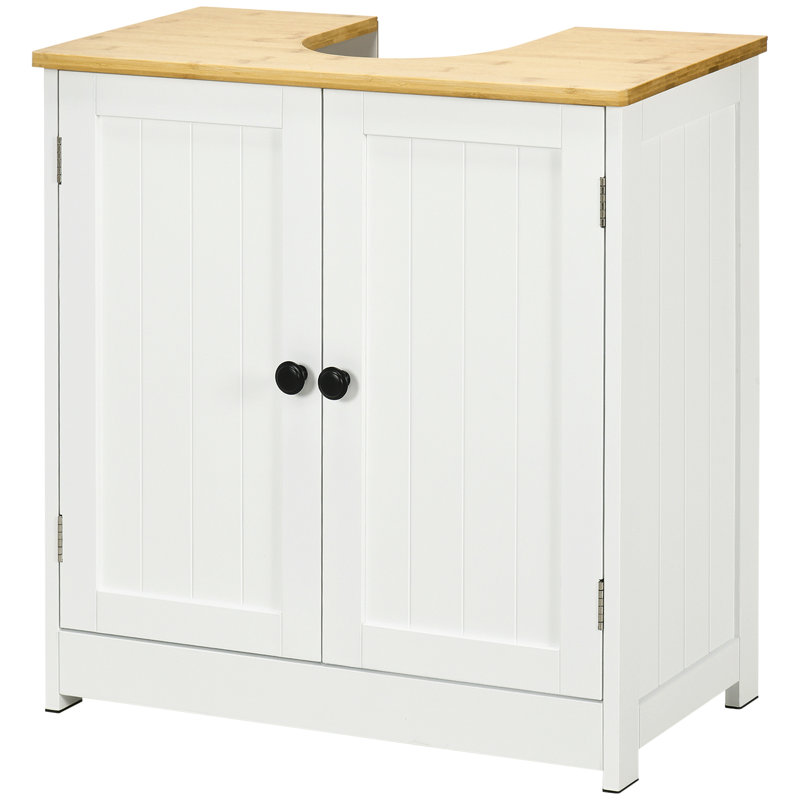 Armoire de salle de bain moderne sous le lavabo, meuble-lavabo mural pour salle de bain, armoire de rangement avec portes doubles et tablette réglable, blanc