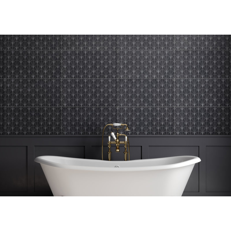 Carreau de porcelaine 12 po x 24 po Wave, Charbon