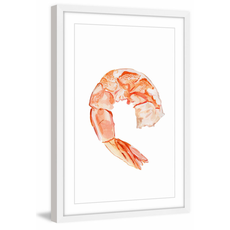 « crevette », reproduction d’art encadrée, H 18 po x l 12 po x P 1,5 po