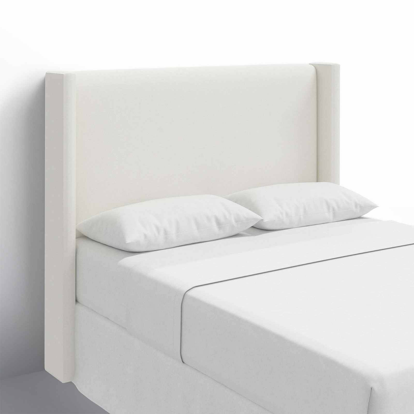 Hanson Pine Headboard, Twin, Zuma White Textured Linen