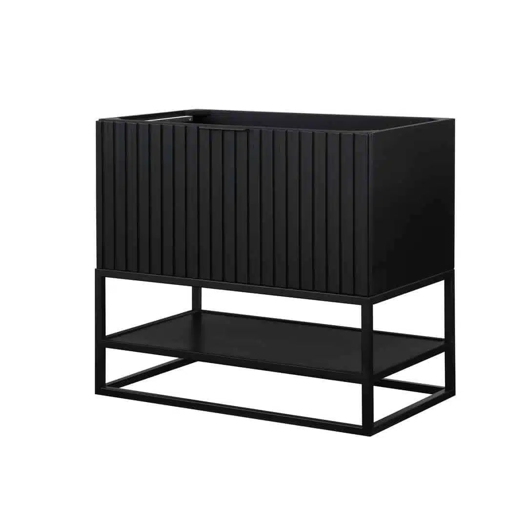 Terra 36'' Single Bathroom Vanity, Midnight Black, Matte Black, Calacatta Quartz/Widespread Faucet Mount