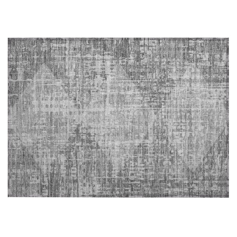 Machine Washable Indoor/Outdoor Xhevrie Gray Rug