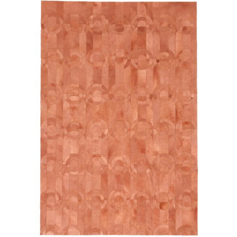 Cowhide Geometric Area Rug in Shrimp, Rectangle 5'8.9'' x 7'10''