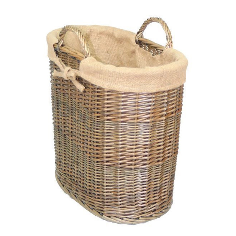 Highcliffe Wicker Lined Storage Log Carrier, 48cm H x 40cm W x 31cm D