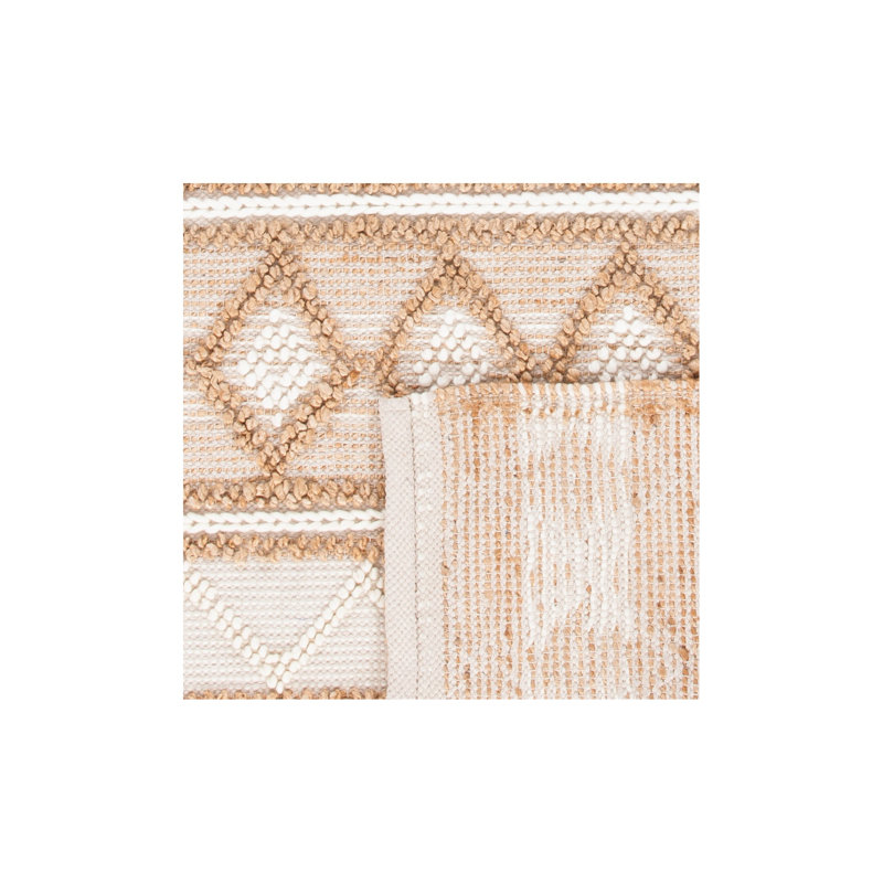 Felipe Natural Fiber Flat Weave Jute/Wool/Cotton Geometric Rug in Beige/Ivory, Rectangle 8' x 10'