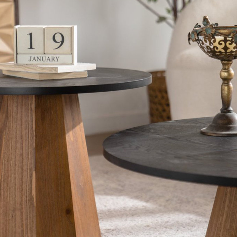 Table basse ronde en bois à piédestal robuste pour salon, facile à assembler, H 16,73 po x L 23,62 po x l 23,62 po