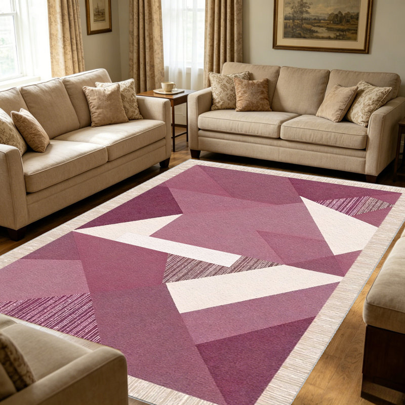 Burgundy Abstract Triangle carpet-easy to clean, machine-washable, soft and comfortable; suitable for door mats, kitchens, living rooms, bedrooms, corridors, and laundry areas. Easy to clean, durable carpet for home decoration.