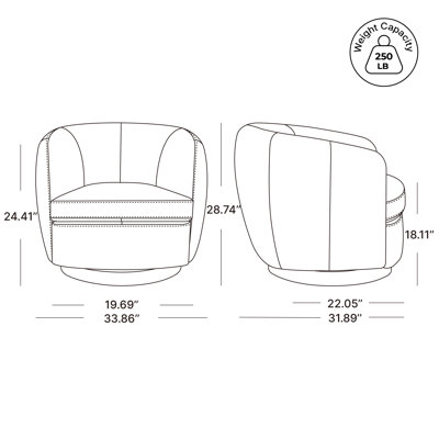 Fauteuil demi-tonneau pivotant rembourré Marcy
