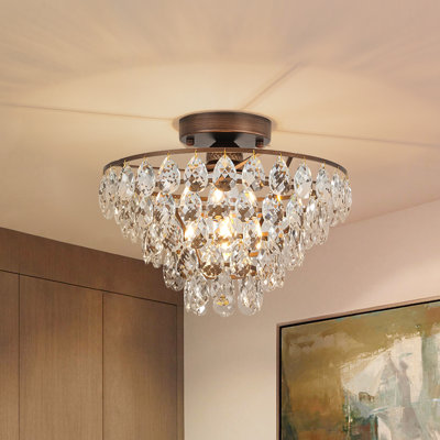 Teardrop Crystal Semi Flush Mount 