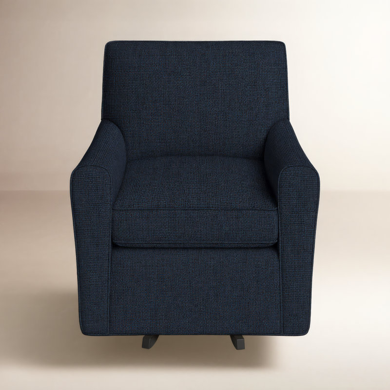 Mikeno 32" Wide Swivel Armchair, Macarena Dark Blue Performance