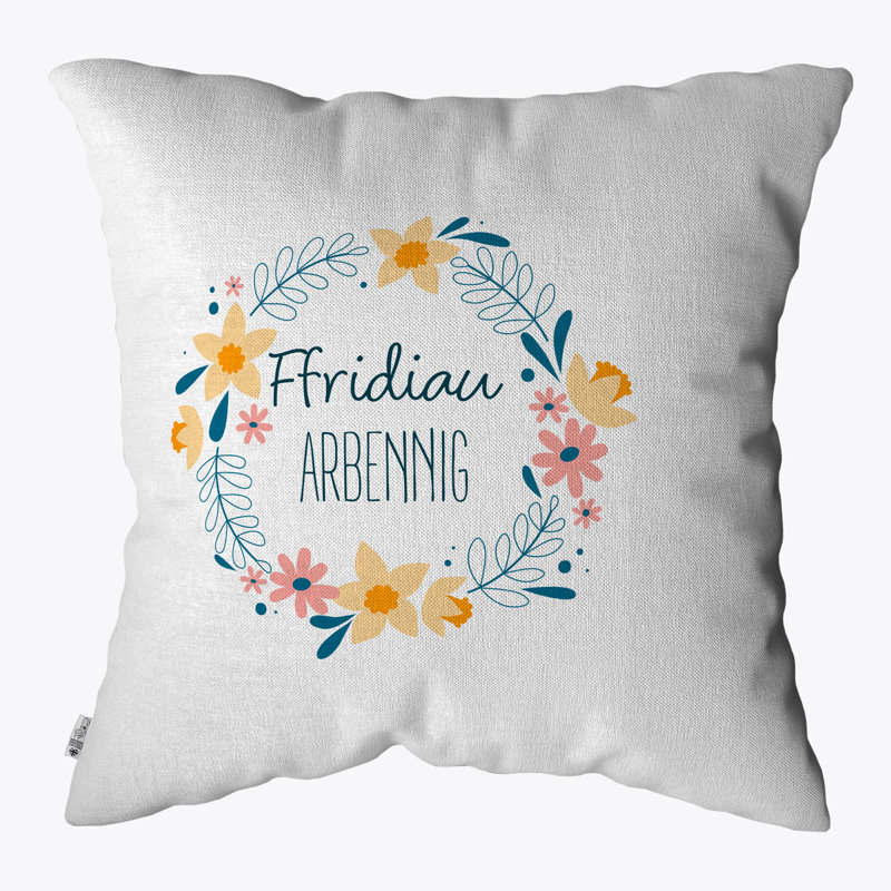 Floral White Square Cushion Cover