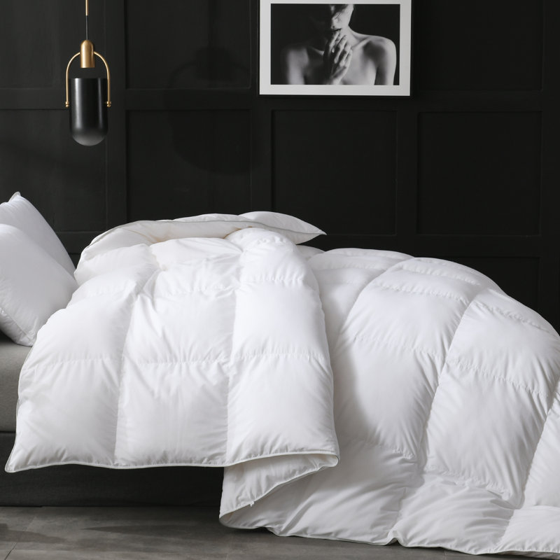 Winter Warmth White Down Duvet Corner Tabs-Baffle Box Design Comforter-750 Fill Power Down, Queen Comforter