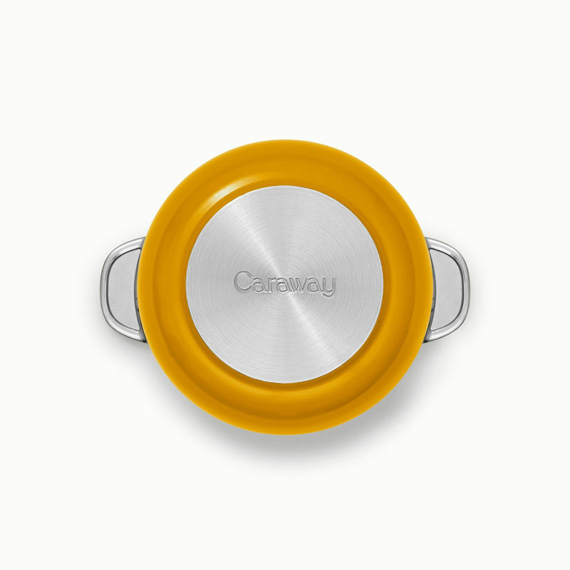 Caraway Nonstick Ceramic Petite Cooker W/ Lid, Marigold, 2 quarts